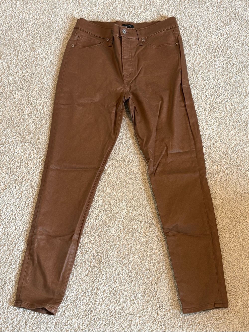 Express coated leather high rise jeans